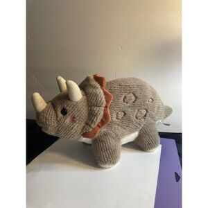 Hobby Lobby 15" Plush Ribbed Stuffed Animal Triceratops Brown And Rust w/white